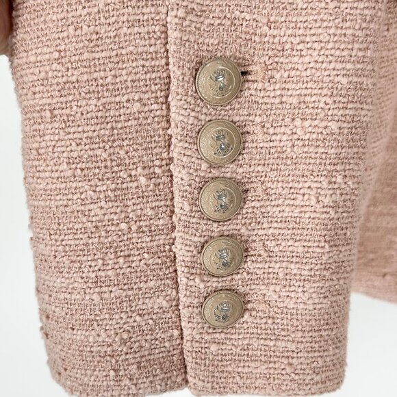 L'Agence Kenzie Pink Tweed Double Breasted Textured Blazer - Picture 7 of 7